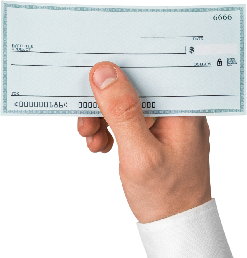 Hand Holding Blank Check - Isolated